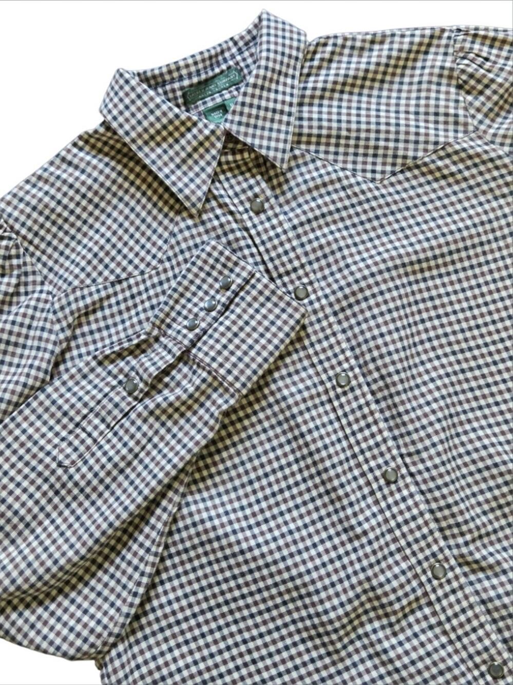 VTG Ralph Lauren Jeans Co Pearl Snap Plaid Cinched Waist Cotton Western Shirt M
